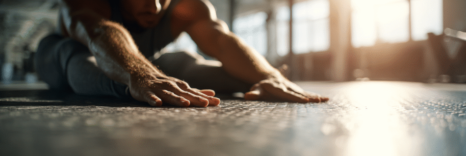 Atleta recuperándose mental y físicamente después del entrenamiento en un ambiente luminoso