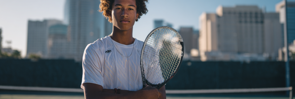 Tenista joven en la pista con raqueta, representando la motivación diaria y la constancia a través de microhábitos