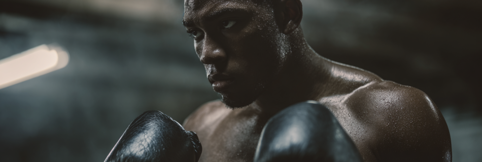 Boxeador entrenando en el gimnasio, representando la recuperación de la motivación y la constancia deportiva